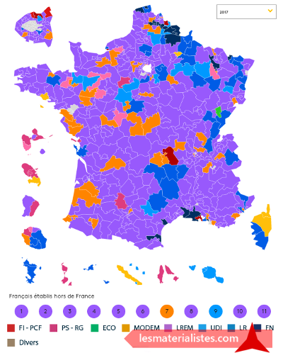 Parti arrivé en tête par circonscriptions - 1er tour législatives 2017