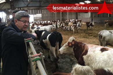 Jean-Luc Mélenchon visitant une exploitation "bio" (campagne présidentielle 2017)